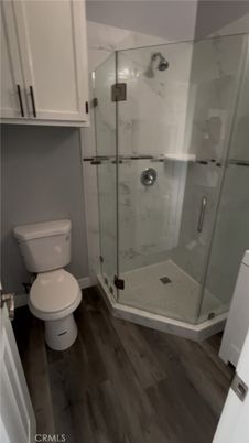Bathroom, Glass Shower, Interior, Wood Texture Flooring