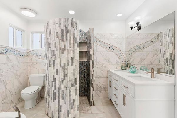 Bathroom, Interior, Marble Walls, Recessed Lighting