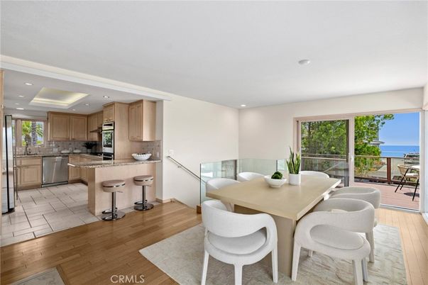 Dining room, Interior, Kitchen, Recessed Lighting, Water, Wood Texture Flooring