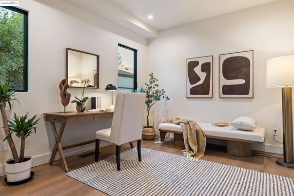 Home Office, Interior, Recessed Lighting, Wood Texture Flooring