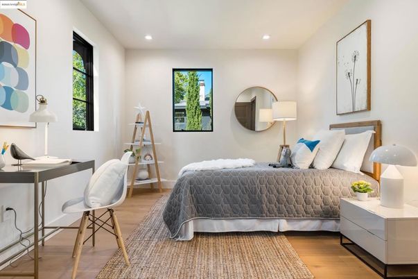 Bedroom, Home Office, Interior, Recessed Lighting, Wood Texture Flooring