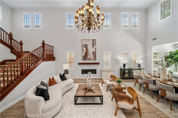 Chandelier, Dining room, Fireplace, Interior, Living room, Wood Texture Flooring