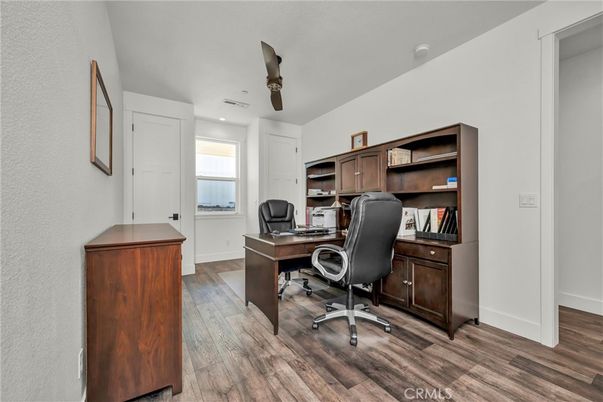 Home Office, Interior, Recessed Lighting, Wood Texture Flooring