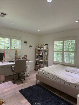 Bedroom, Home Office, Interior, Recessed Lighting, Wood Texture Flooring