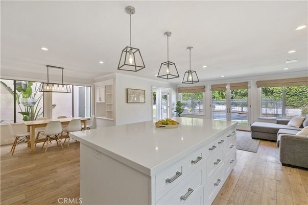 Dining room, Interior, Kitchen, Living room, Pendant Lights, Recessed Lighting, Wood Texture Flooring
