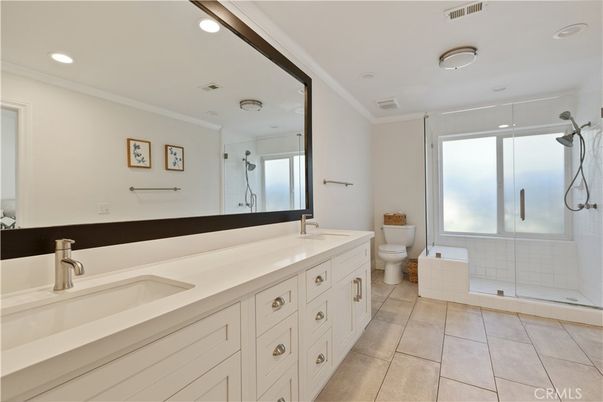 Bathroom, Dual Sink Vanities, Glass Shower, Interior, Recessed Lighting