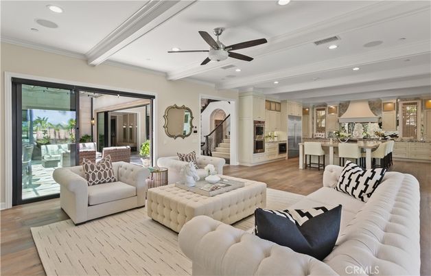 Dining room, Interior, Kitchen, Living room, Recessed Lighting, Wood Texture Flooring