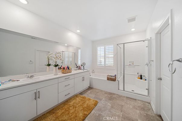 Bathroom, Dual Sink Vanities, Glass Shower, Interior, Recessed Lighting