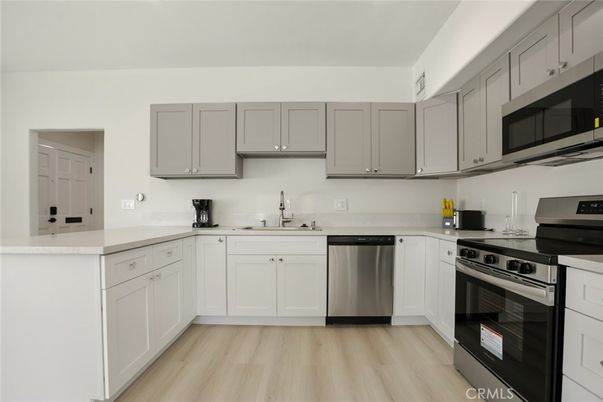 Interior, Kitchen, Stainless Steel Appliances, Wood Texture Flooring