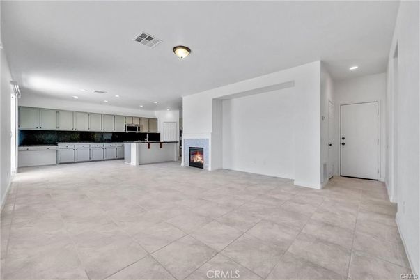 Empty room, Fireplace, Interior, Kitchen, Recessed Lighting