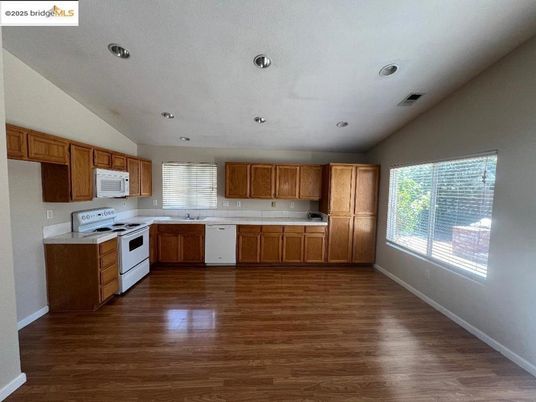 Interior, Kitchen, Recessed Lighting, Wood Texture Flooring