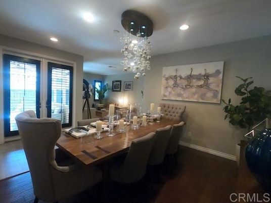 Dining room, Interior, Pendant Lights, Recessed Lighting, Water, Wood Texture Flooring