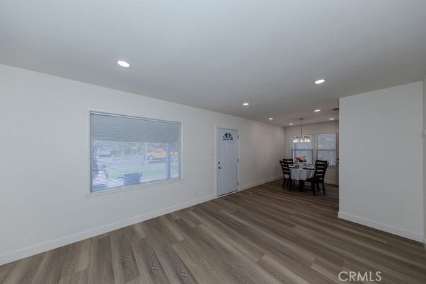 Dining room, Interior, Pendant Lights, Recessed Lighting, Wood Texture Flooring