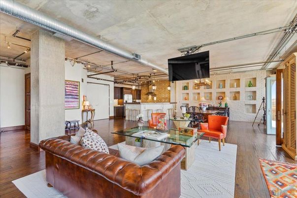 Dining room, Interior, Kitchen, Living room, Pendant Lights, Wood Texture Flooring