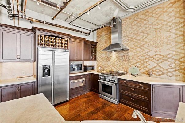 Interior, Kitchen, Stainless Steel Appliances, Wood Texture Flooring