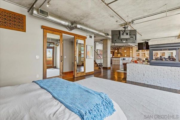 Bedroom, Interior, Pendant Lights, Wood Texture Flooring