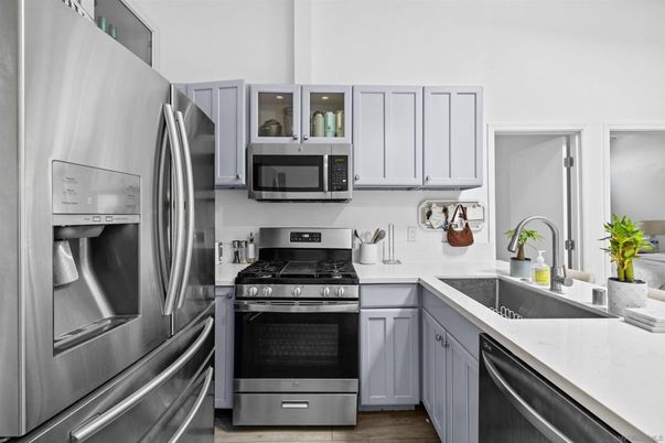 Interior, Kitchen, Stainless Steel Appliances, Wood Texture Flooring