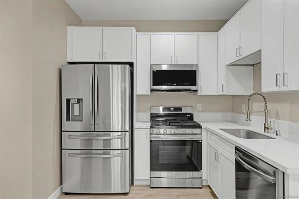 Interior, Kitchen, Stainless Steel Appliances, Wood Texture Flooring