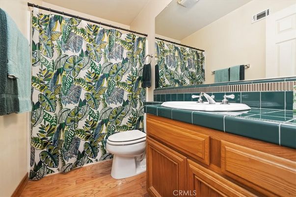 Bathroom, Interior, Tile Countertops, Wood Texture Flooring