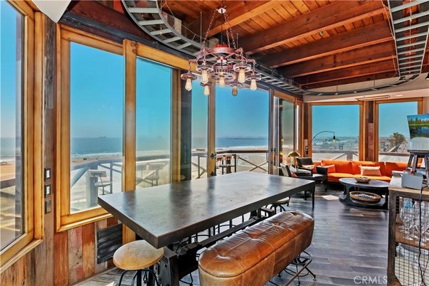 Dining room, Interior, Water, Wooden Beams, Wooden Ceilings, Wood Texture Flooring