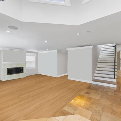 Fireplace, Interior, Recessed Lighting, Wood Texture Flooring