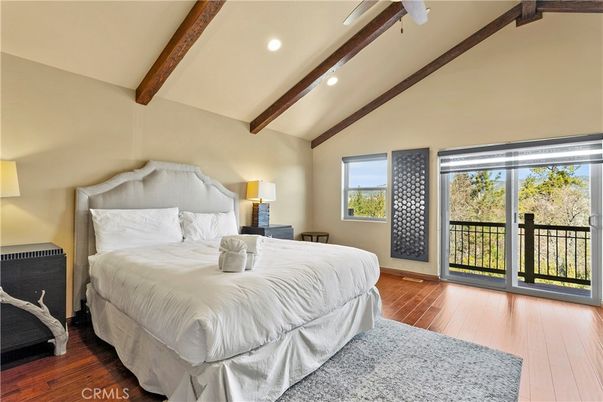 Bedroom, Interior, Recessed Lighting, Wooden Beams, Wood Texture Flooring