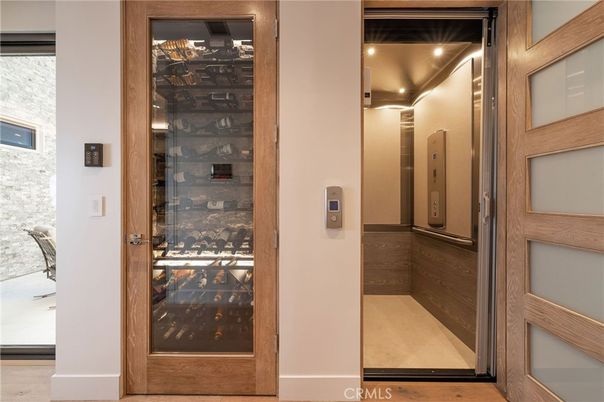 Elevator, Interior, Recessed Lighting, Wooden Walls