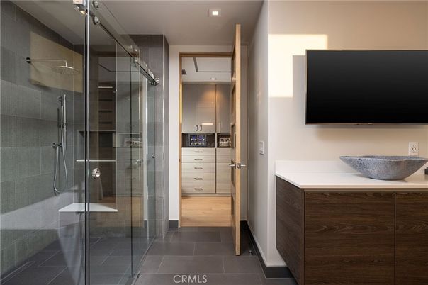 Bathroom, Glass Shower, Interior, Recessed Lighting, Walk-in Closets
