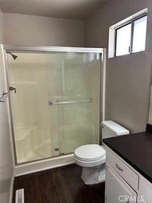 Bathroom, Glass Shower, Interior, Wood Texture Flooring