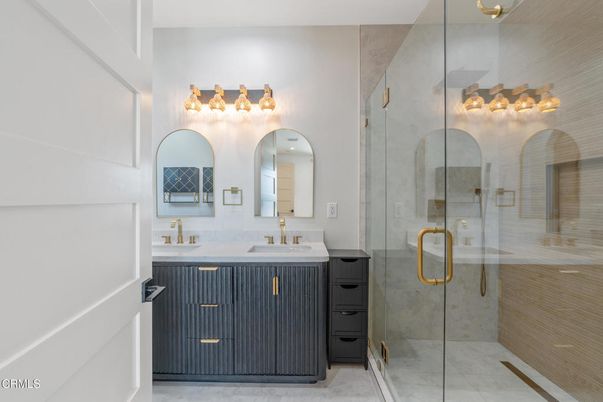 Bathroom, Dual Sink Vanities, Glass Shower, Interior