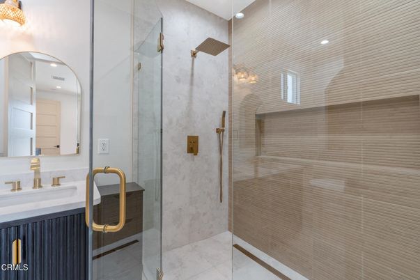 Bathroom, Glass Shower, Interior, Recessed Lighting