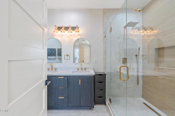 Bathroom, Dual Sink Vanities, Glass Shower, Interior