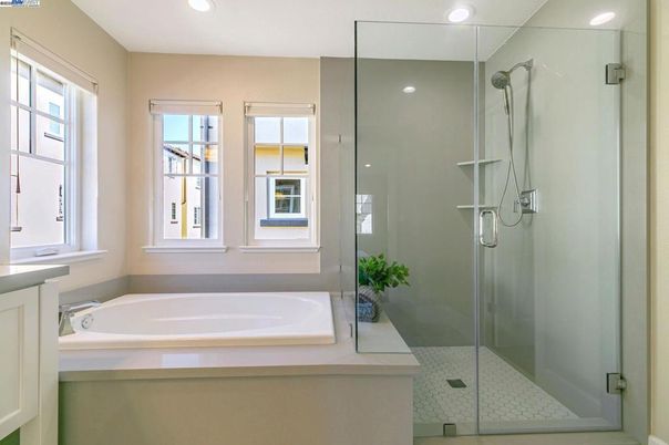 Bathroom, Glass Shower, Interior, Recessed Lighting