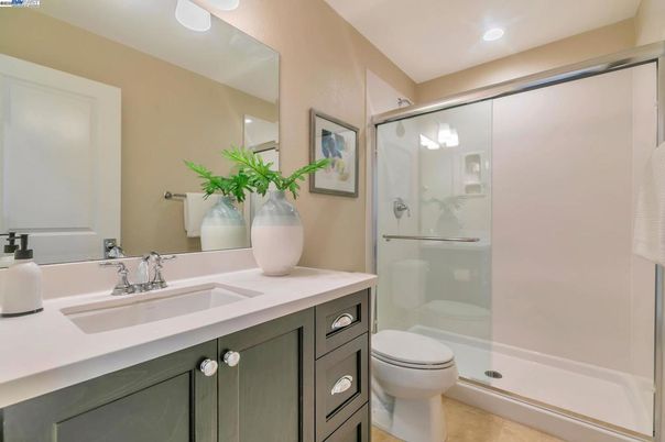 Bathroom, Glass Shower, Interior, Recessed Lighting