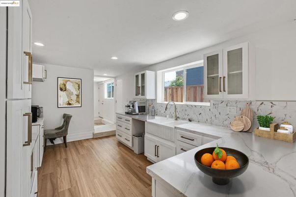 Interior, Kitchen, Recessed Lighting, Wood Texture Flooring