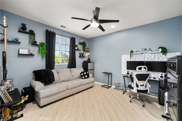 Home Office, Interior, Recessed Lighting, Wood Texture Flooring