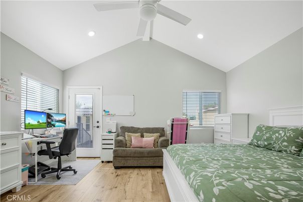 Bedroom, Home Office, Interior, Recessed Lighting, Wood Texture Flooring