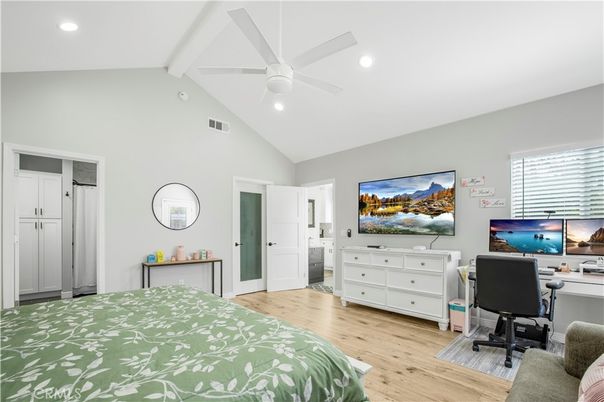 Bedroom, Home Office, Interior, Recessed Lighting, Wood Texture Flooring