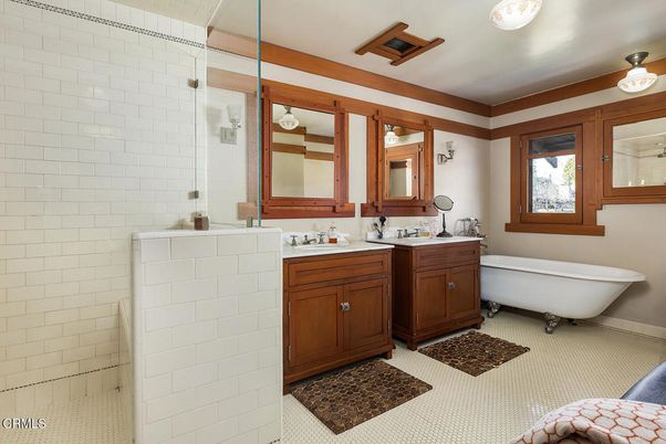 Bathroom, Dual Sink Vanities, Free Standing Baths, Glass Shower, Interior