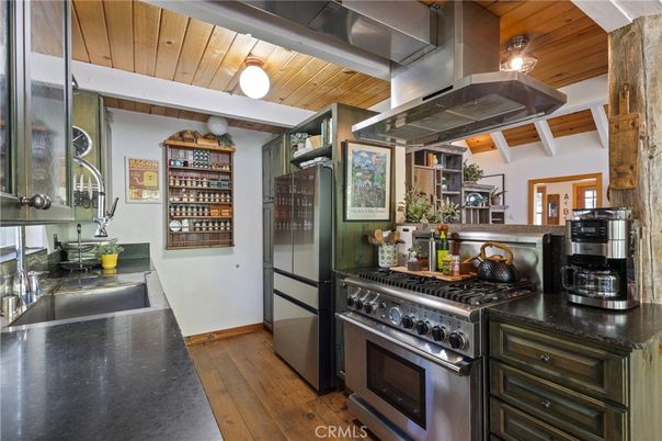 Interior, Kitchen, Stainless Steel Appliances, Wooden Ceilings, Wood Texture Flooring