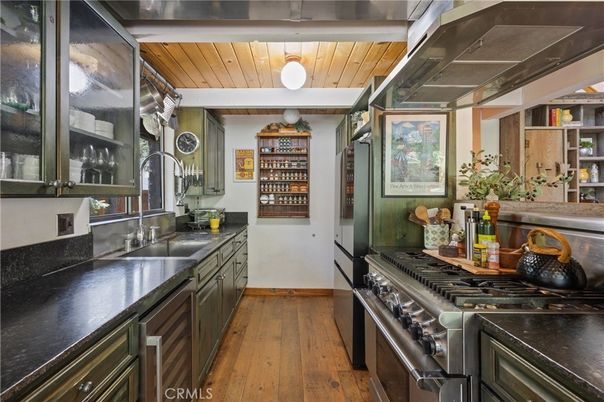 Interior, Kitchen, Stainless Steel Appliances, Wooden Ceilings, Wood Texture Flooring