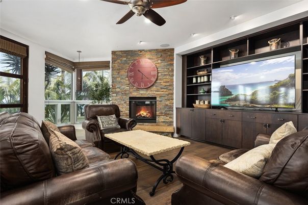 Fireplace, Interior, Living room, Stone Walls, Wood Texture Flooring