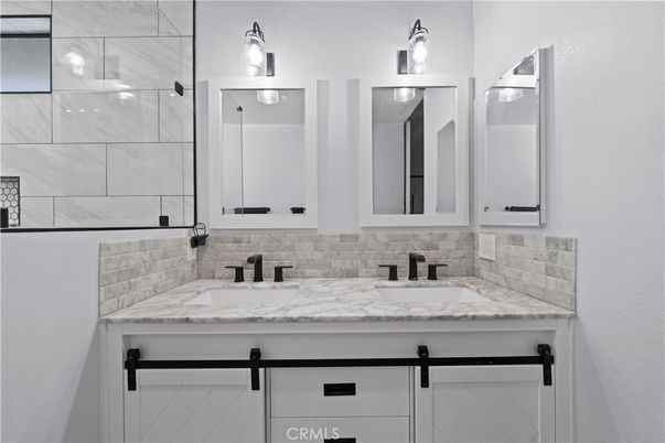 Bathroom, Dual Sink Vanities, Interior, Marble Walls