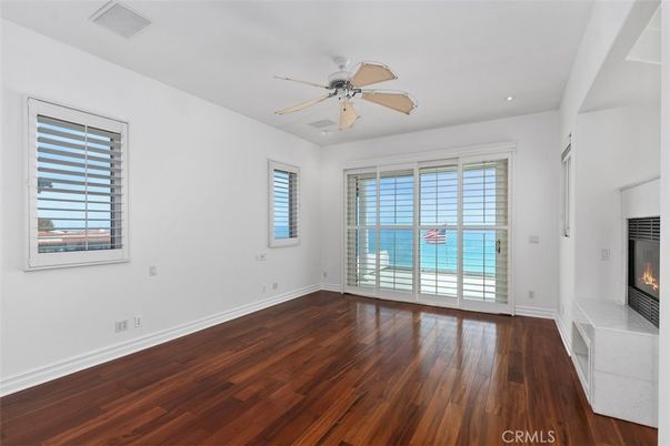 Empty room, Fireplace, Interior, Recessed Lighting, Wood Texture Flooring
