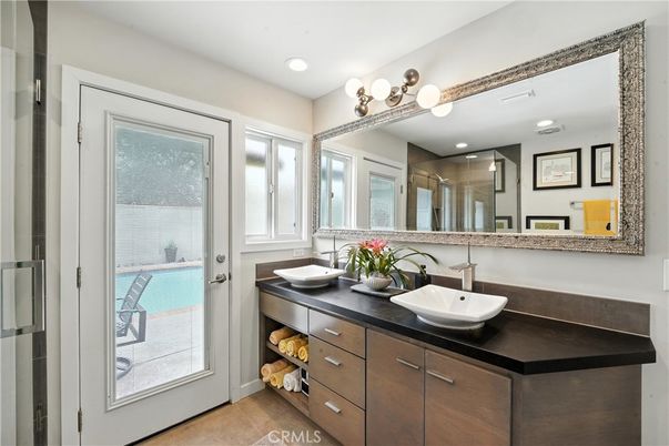 Bathroom, Dual Sink Vanities, Glass Shower, Interior, Recessed Lighting