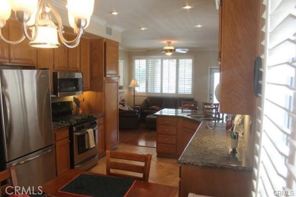 Interior, Kitchen, Living room, Recessed Lighting, Stainless Steel Appliances, Wood Texture Flooring
