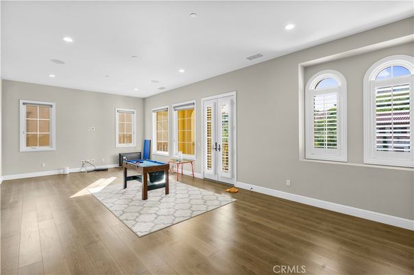Billiard Table, Game Room, Interior, Recessed Lighting, Wood Texture Flooring
