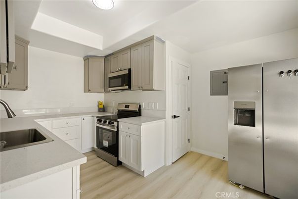 Interior, Kitchen, Stainless Steel Appliances, Wood Texture Flooring