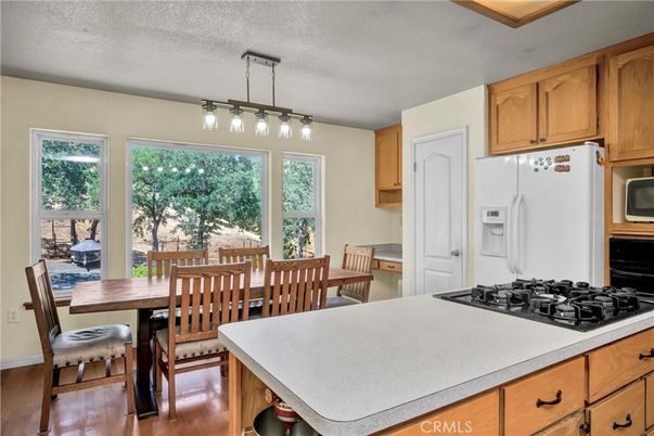 Dining room, Interior, Kitchen, Pendant Lights, Wood Texture Flooring