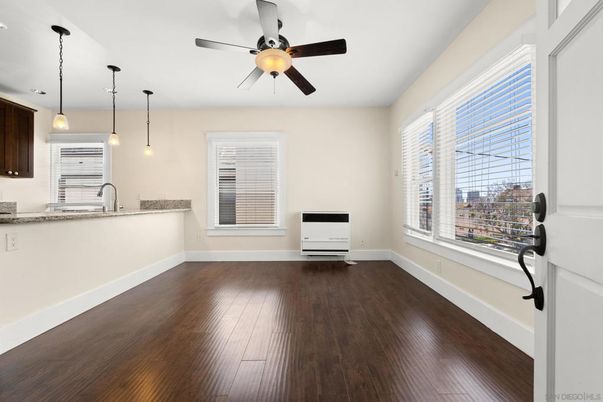 Interior, Kitchen, Pendant Lights, Wood Texture Flooring